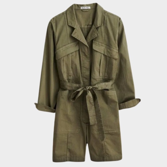 Alex Mill Expedition Short Jumpsuit | Romper | Utility | Army Green | Medium - Picture 8 of 15